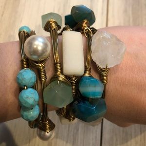 Gold Wire and Stone Bangles